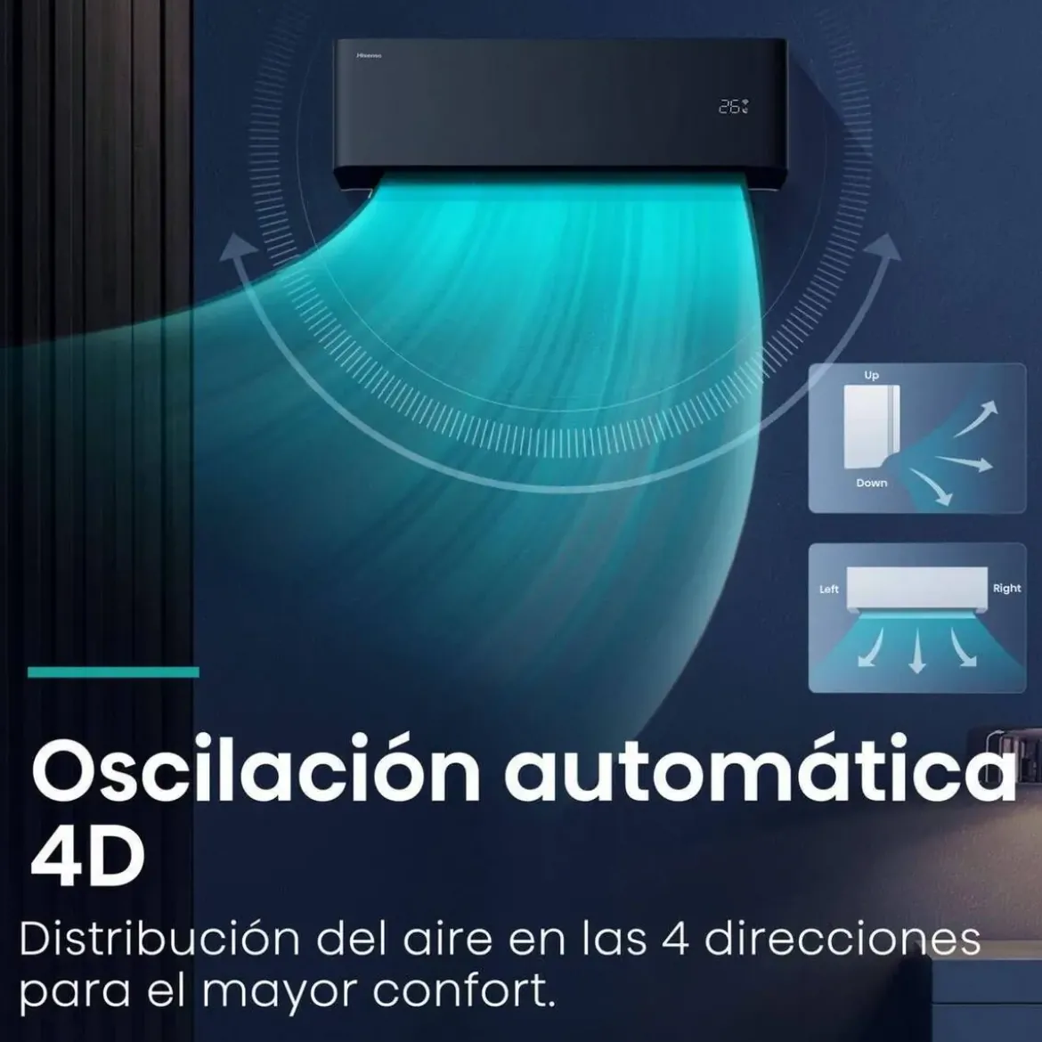 Aire acondicionado Hisense UniPure HB25XU0B Split Inverter WiFi Negro 2236 Frigorías
