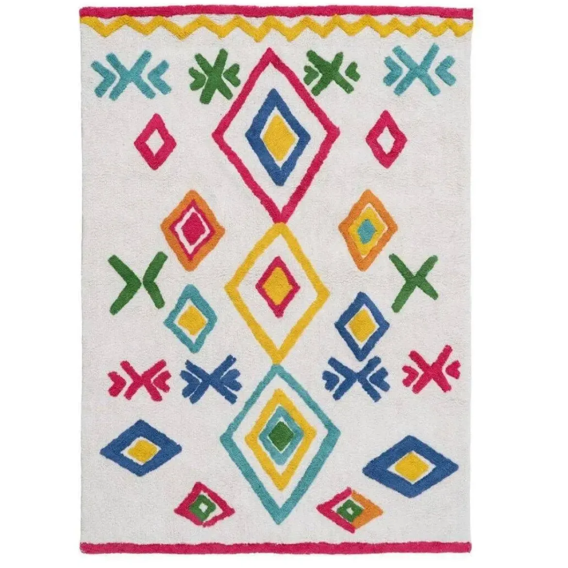 Alfombra en Algodón con Diseño Étnico Multicolor 608571