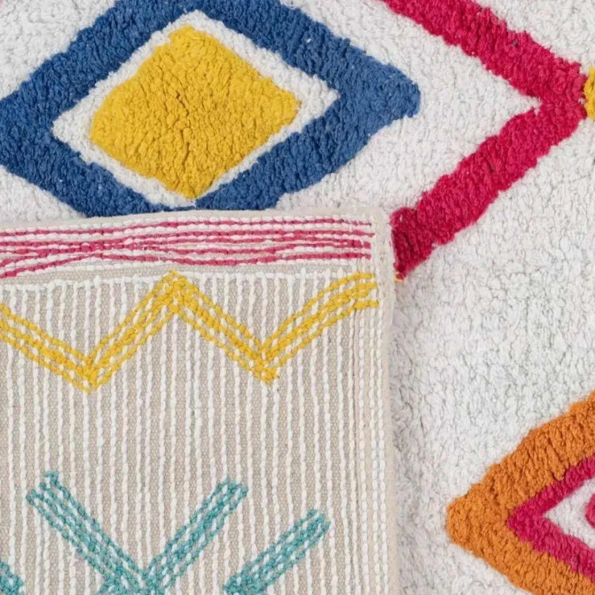 Alfombra en Algodón con Diseño Étnico Multicolor 608571