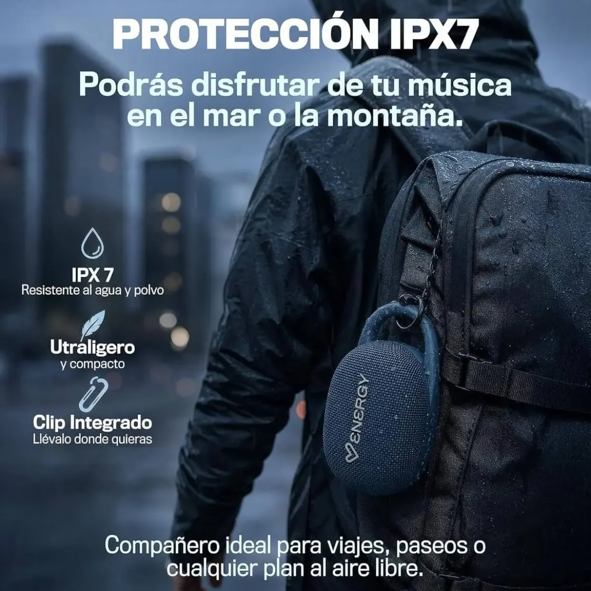 Altavoz Bluetooth Energy Sistem EnergyClip Speaker IPX7 18H Negro/Azul 500574