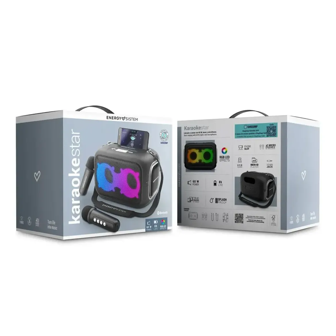 Altavoz Bluetooth Karaoke Energy Sistem 60W TWS LED Micrófono 45933