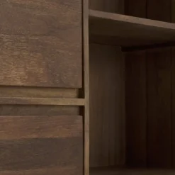 Aparador alto de 3 puertas lisas de madera de mango color natural con patas de metal GABAR 10819