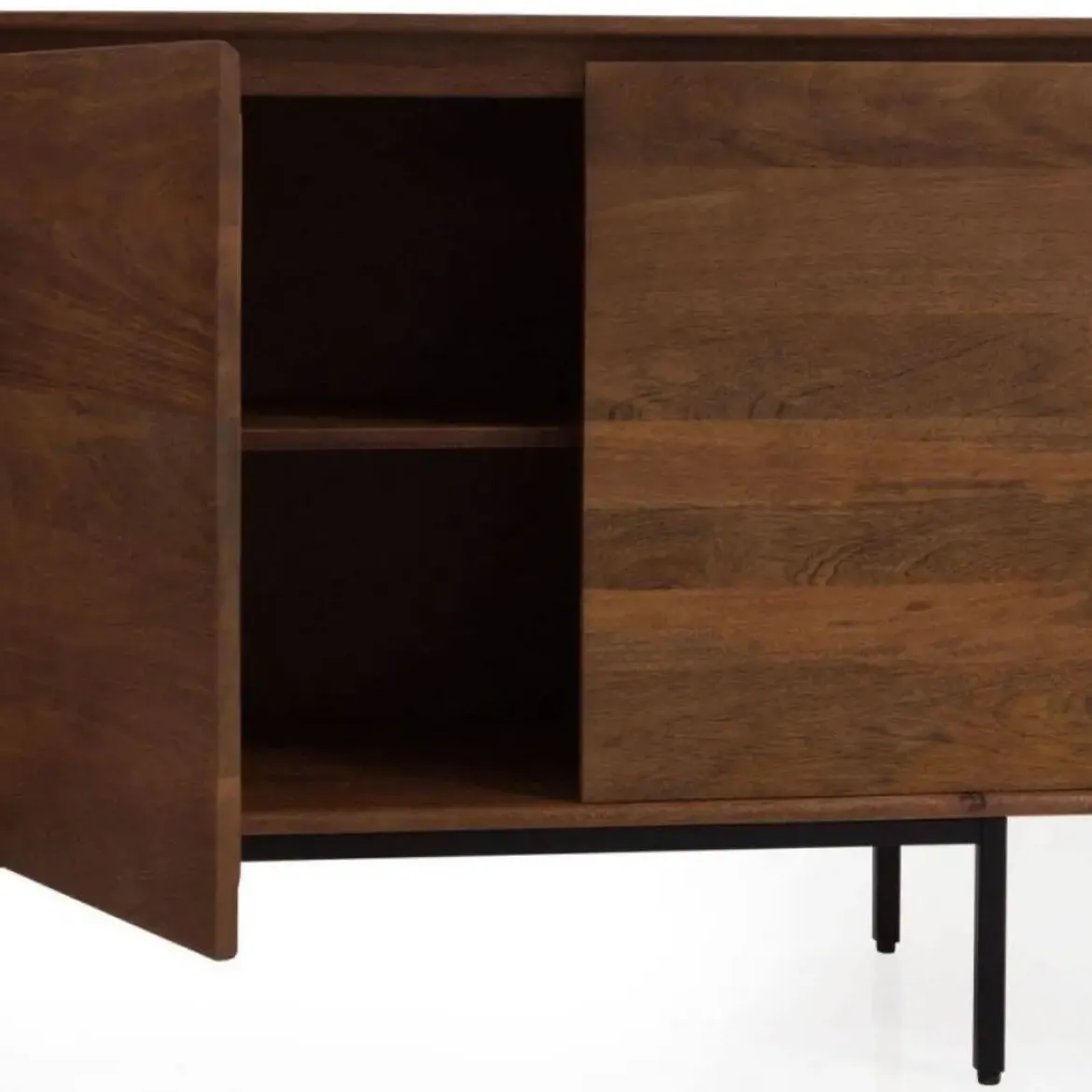 Aparador bajo con 4 puertas lisas de madera de mango natural GABAR 10821