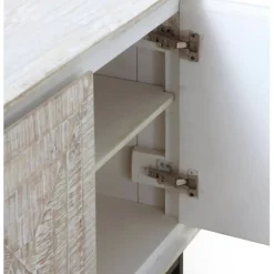 Aparador blanco patinado de tres puertas de madera de mango GABAR 10824