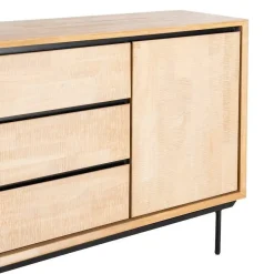 Aparador de Comedor Madera y Metal Natural Negro 200 cm 615687