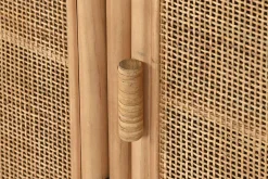 Aparador de Madera de Abeto con Ratán Natural 3 Puertas MB-220955