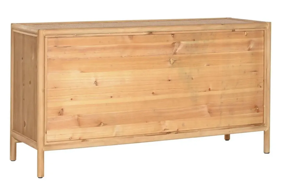 Aparador de Madera de Abeto con Ratán Natural 3 Puertas MB-220955