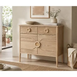 Aparador de Madera de Abeto Natural con 2 Puertas MB-219386