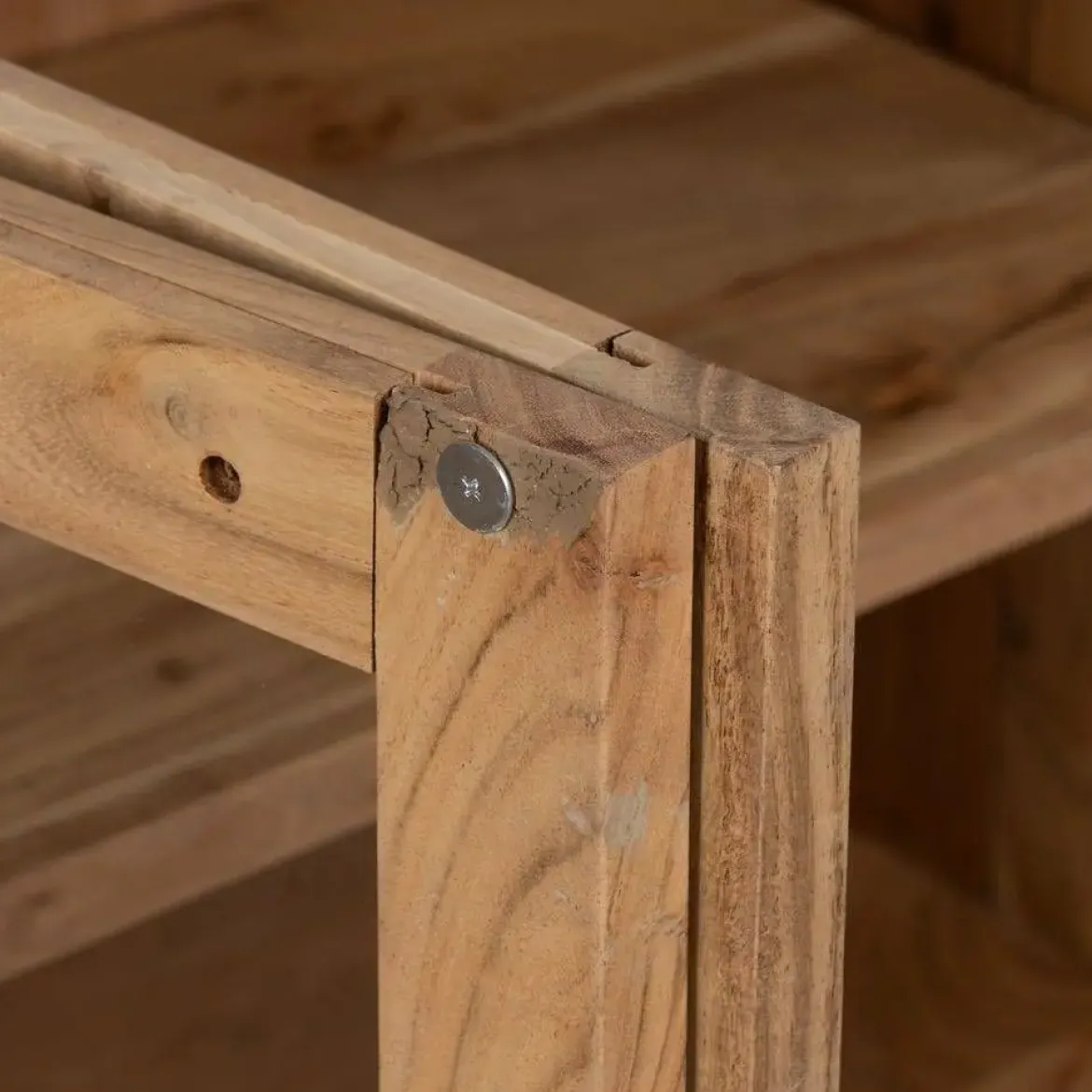 Aparador de Madera de Acacia Natural con Puertas de Cristal 180 cm 612847