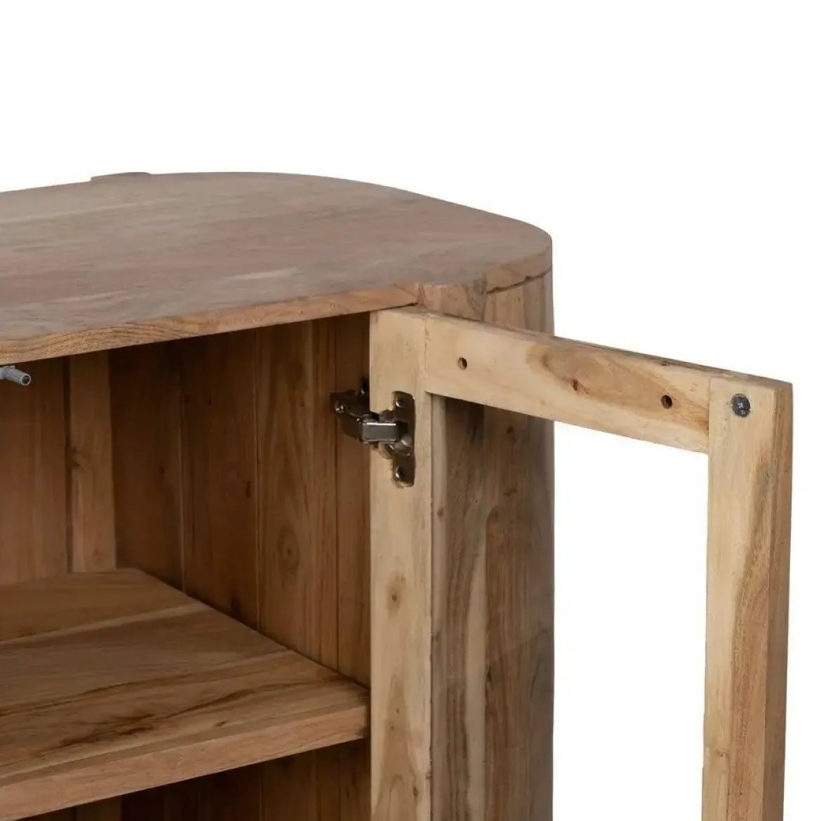 Aparador de Madera de Acacia Natural con Puertas de Cristal 180 cm 612847