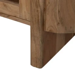 Aparador de Madera de Acacia Natural con Puertas de Cristal 180 cm 612847