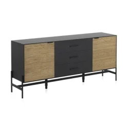 Aparador de madera de fresno negro y puertas de fresno natural GABAR 10973