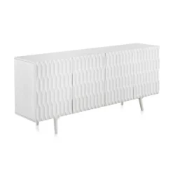 Aparador de madera de mango blanco lavado de 4 puertas y patas de madera GABAR 10690
