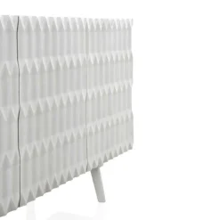 Aparador de madera de mango blanco lavado de 4 puertas y patas de madera GABAR 10690