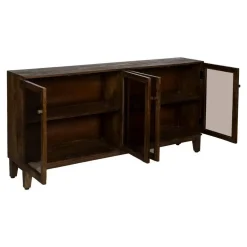 Aparador de Madera de Mango con Puertas de Cristal 612864