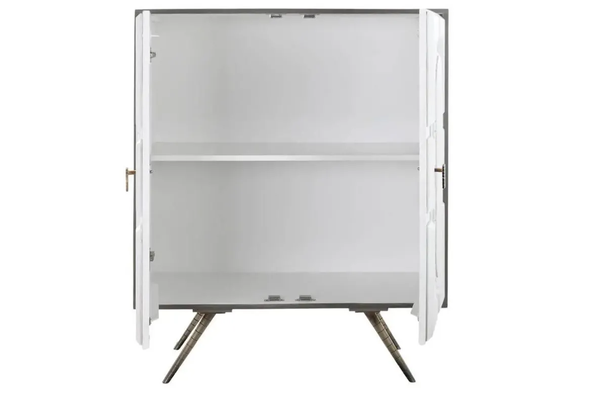 Aparador de Madera de Mango y Latón Blanco Rombo MB-200453