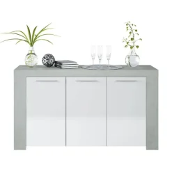 Aparador de melamina ArtiK acabado cemento y blanco 016620L