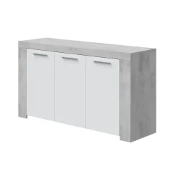 Aparador de melamina ArtiK acabado cemento y blanco 016620L