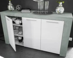 Aparador de melamina ArtiK acabado cemento y blanco 016620L