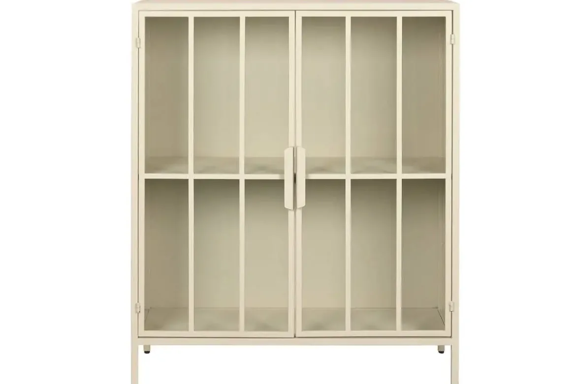 Aparador de Metal con 2 Puertas de Cristal Templado MB-227915