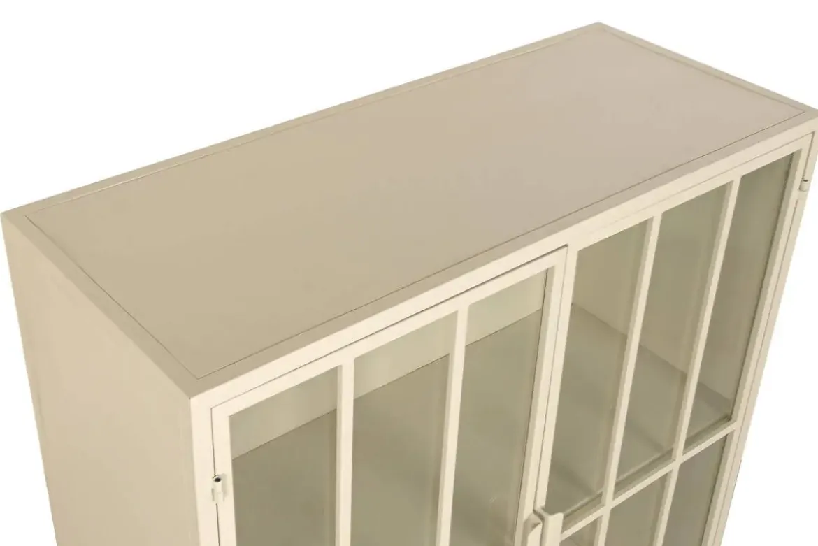 Aparador de Metal con 2 Puertas de Cristal Templado MB-227915