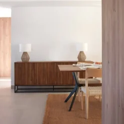 Aparador de 4 Puertas de Madera Maciza de Mango con Base de Metal GABAR 10818