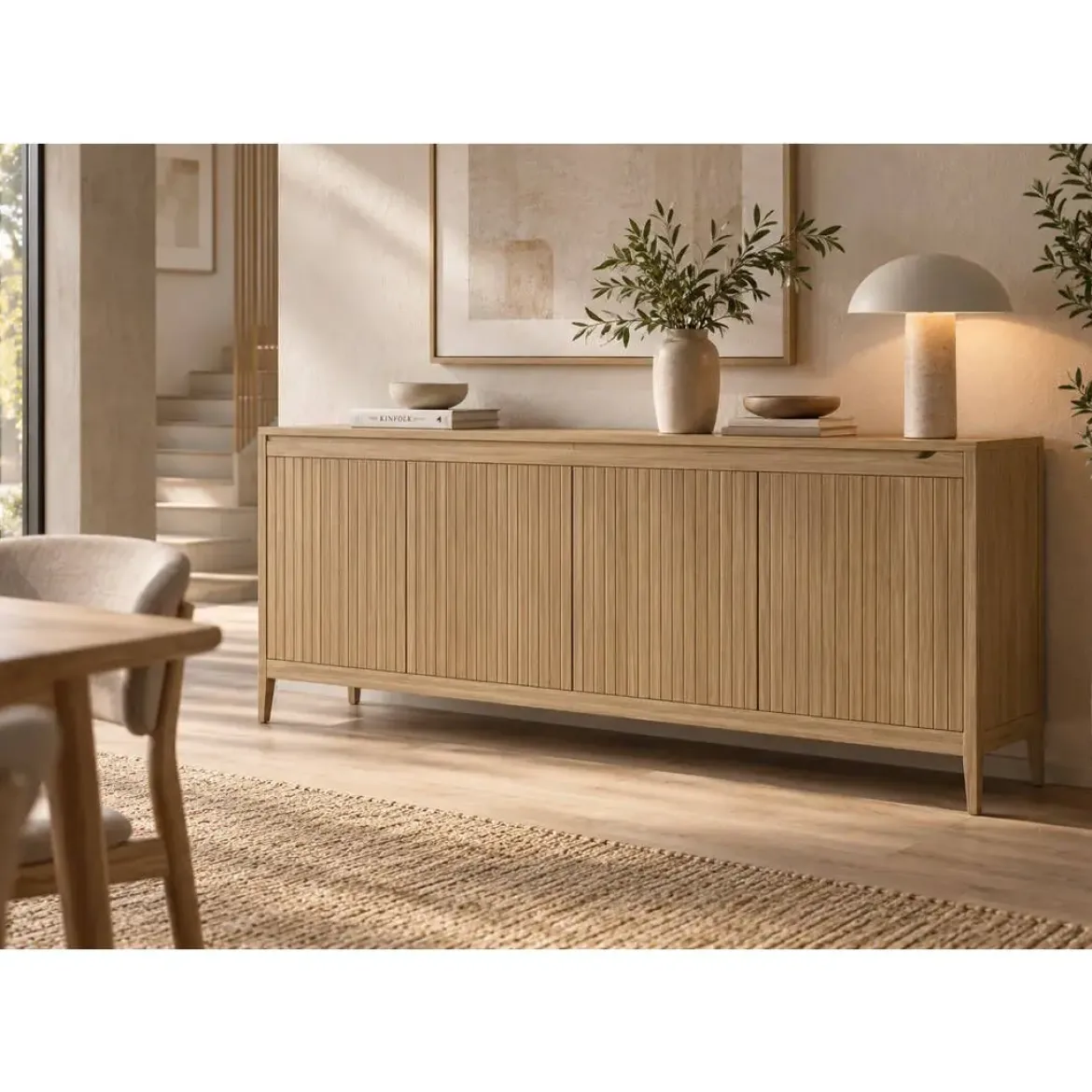 Aparador de 4 Puertas en Madera de Pino 190 cm TALLIN
