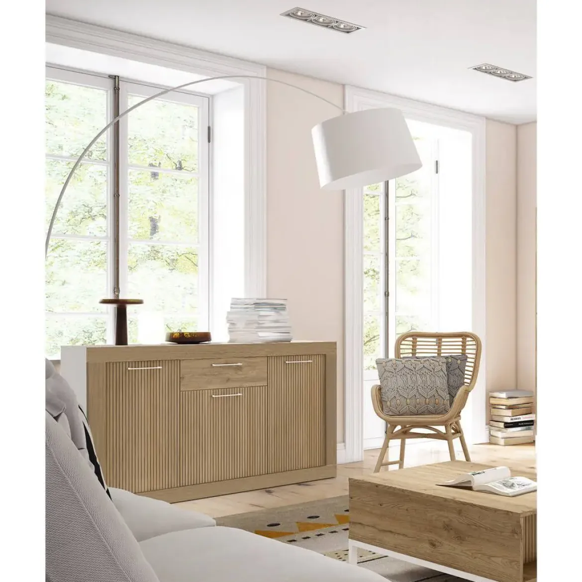 Aparador de Salón Blanco / Naturale / Rayado GNESIS LINE