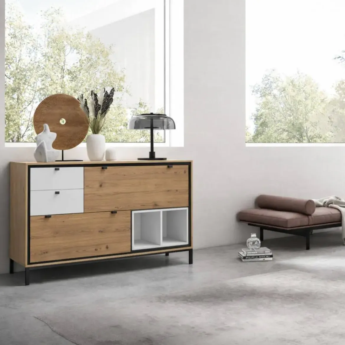 Aparador de Salón con Cajones y Puertas K2 Amazona-Blanco 405