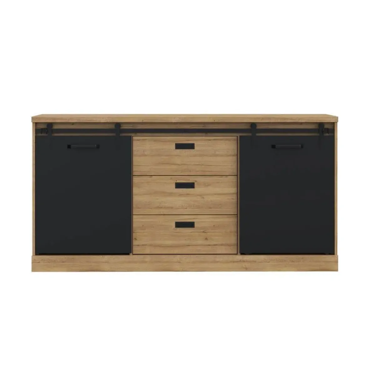 Aparador de Salón en Roble Waterford y Negro KASZIMIRO KZMK231-M328
