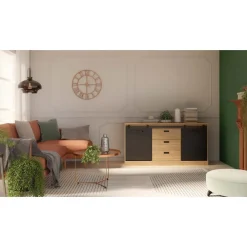 Aparador de Salón en Roble Waterford y Negro KASZIMIRO KZMK231-M328