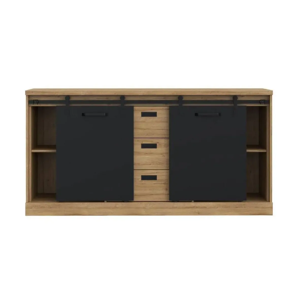 Aparador de Salón en Roble Waterford y Negro KASZIMIRO KZMK231-M328