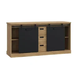 Aparador de Salón en Roble Waterford y Negro KASZIMIRO KZMK231-M328