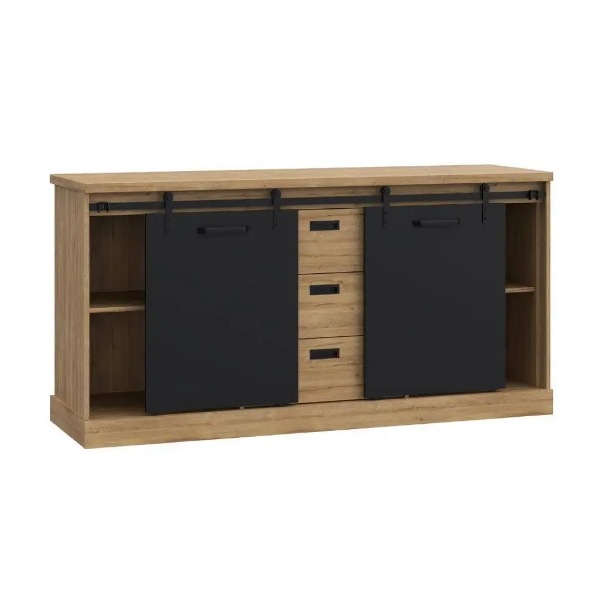 Aparador de Salón en Roble Waterford y Negro KASZIMIRO KZMK231-M328