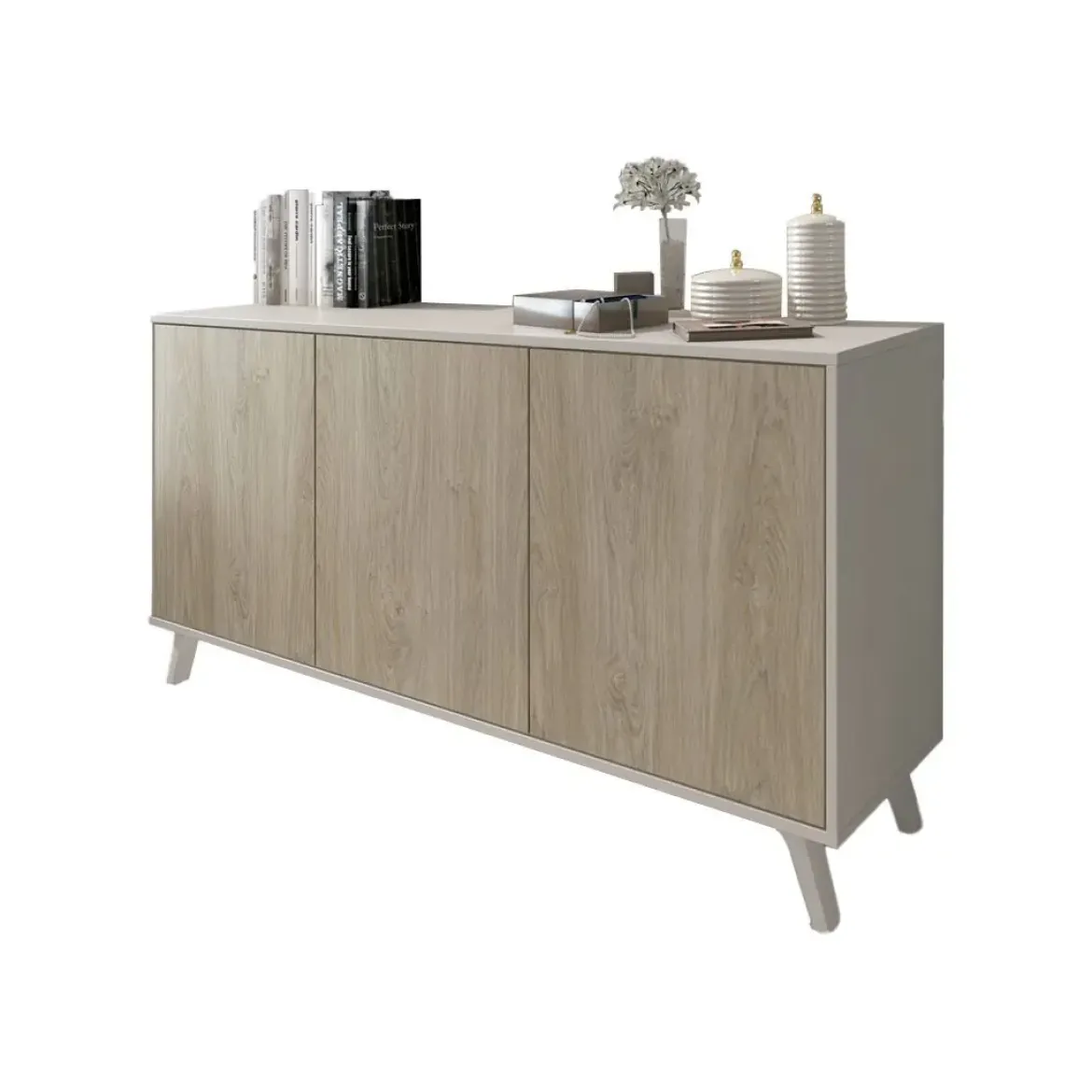Aparador de Salón Nórdico en Blanco y Roble SOTO C029SOTOAPA130BLE