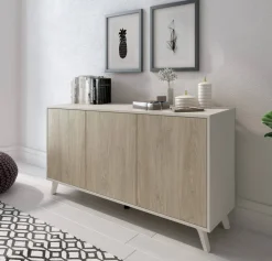 Aparador de Salón Nórdico en Blanco y Roble SOTO C029SOTOAPA130BLE
