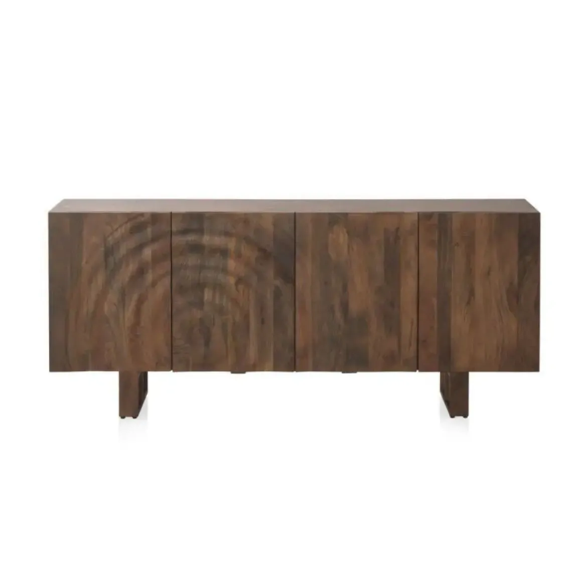 Aparador en acabado natural en madera de mango con puertas de ondas y patas de madera GABAR 11036