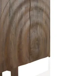 Aparador en acabado natural en madera de mango con puertas de ondas y patas de madera GABAR 11036