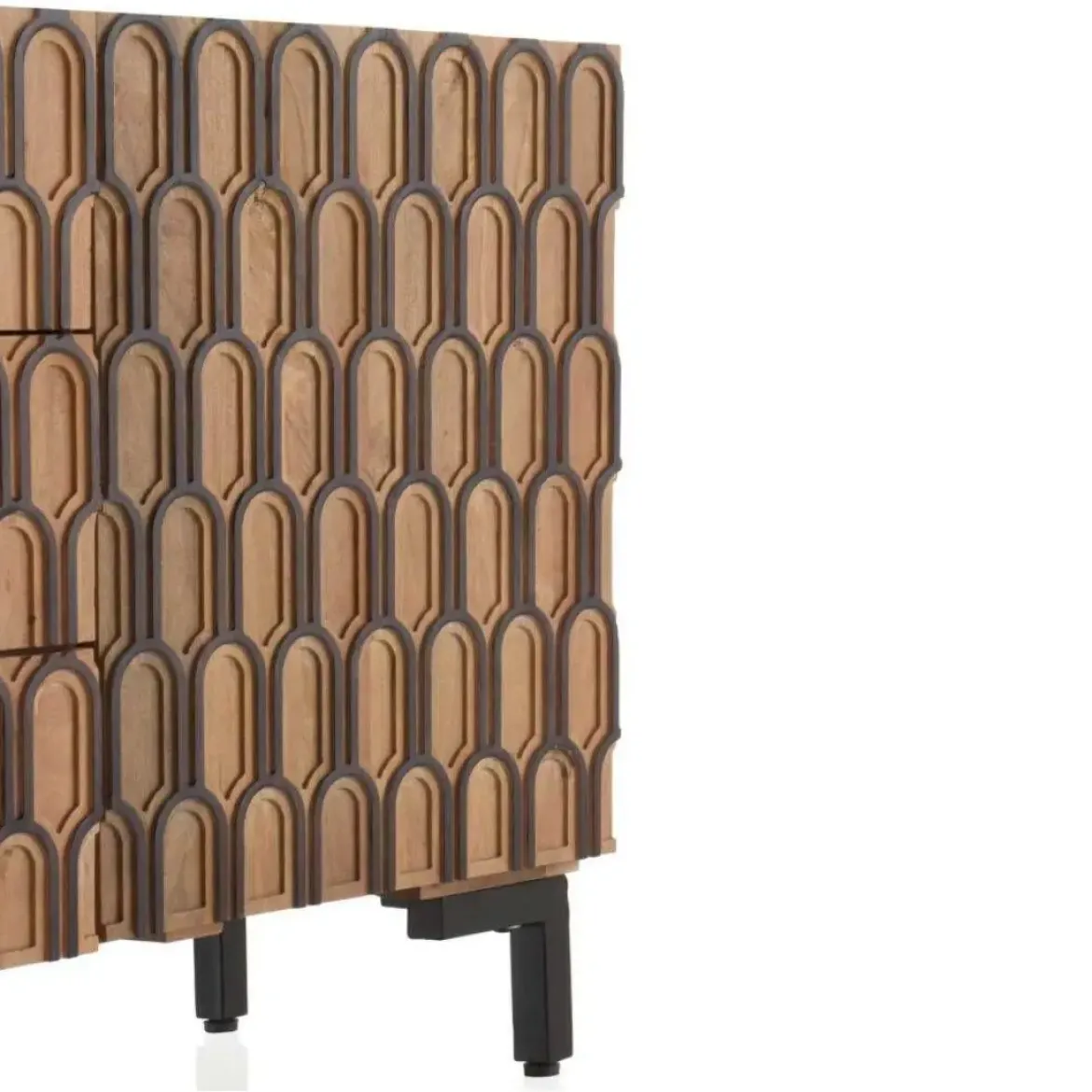 Aparador en madera de mango bicolor (natural y negro) de estilo clásico GABAR 10691