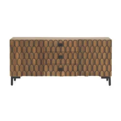 Aparador en madera de mango bicolor (natural y negro) de estilo clásico GABAR 10691