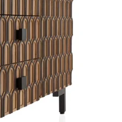 Aparador en madera de mango bicolor (natural y negro) de estilo clásico GABAR 10691