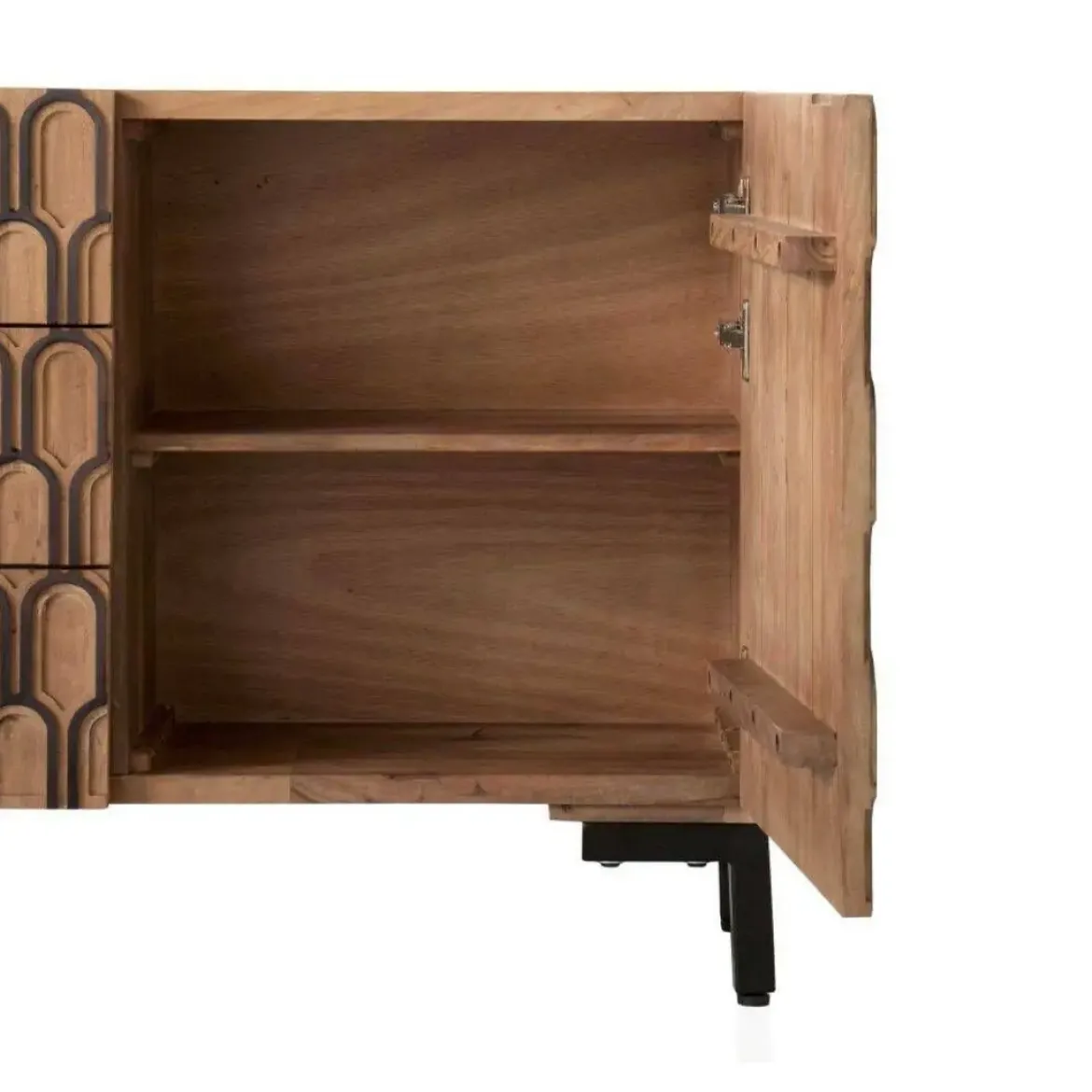 Aparador en madera de mango bicolor (natural y negro) de estilo clásico GABAR 10691