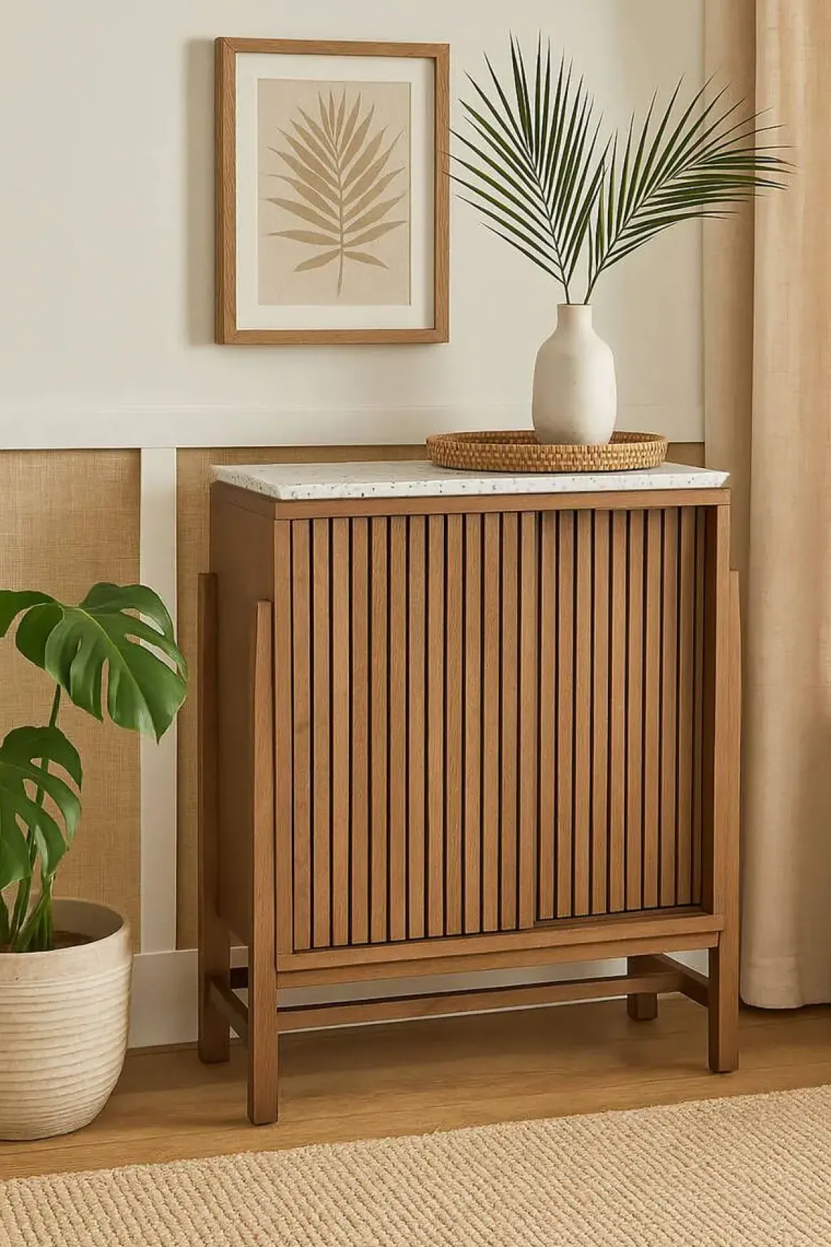 Aparador Estructura de Madera Acacia con Terrazo 80 cm MB-219025