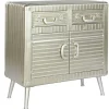 Aparador Industrial de Metal y MDF Color Plateado MB-210122