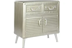 Aparador Industrial de Metal y MDF Color Plateado MB-210122