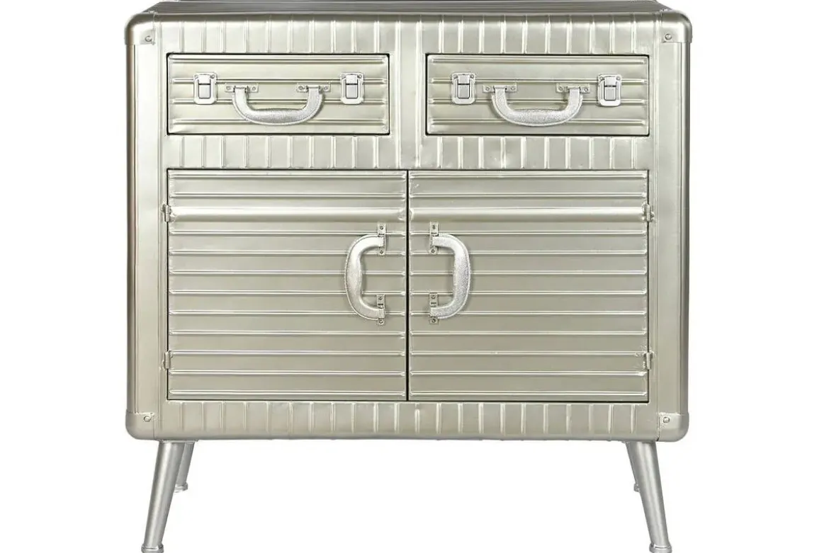 Aparador Industrial de Metal y MDF Color Plateado MB-210122