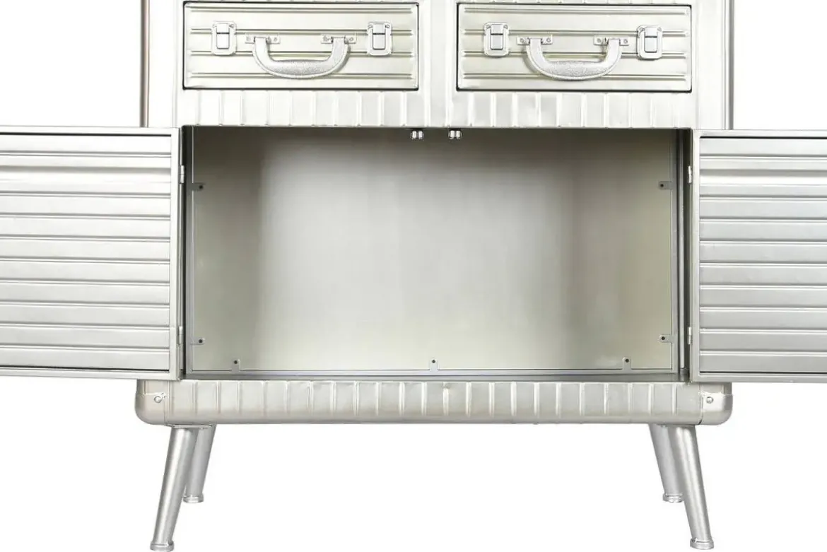 Aparador Industrial de Metal y MDF Color Plateado MB-210122