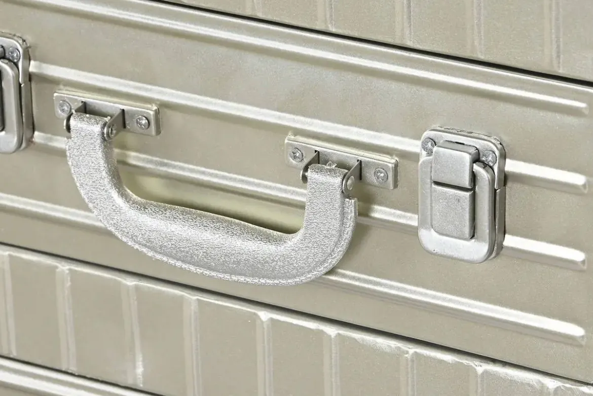 Aparador Industrial de Metal y MDF Color Plateado MB-210122