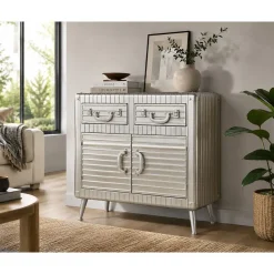 Aparador Industrial de Metal y MDF Color Plateado MB-210122