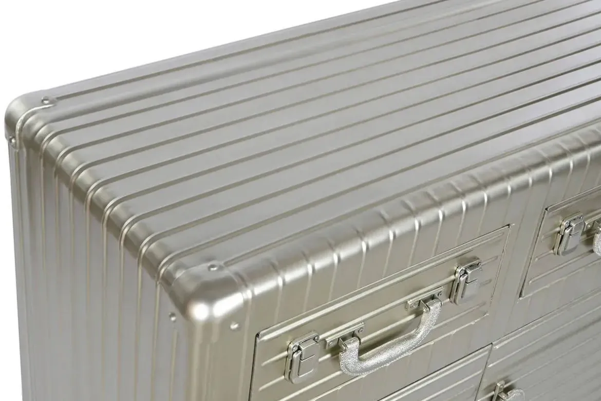 Aparador Industrial de Metal y MDF Color Plateado MB-210122